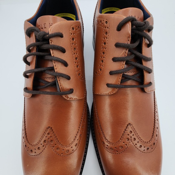 Cole Haan Grand+ Dress Wingtip Oxford Shoes Mens 11 M British‎ Tan C37330 NEW main image 7